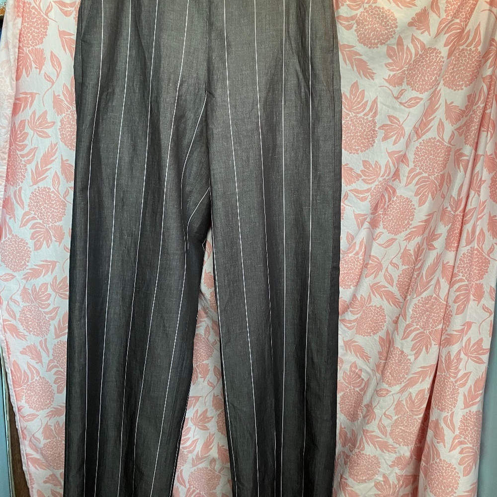 Piazza Sempione NWT Cotton Linen Pinstripe Pants, Size 46 US 10